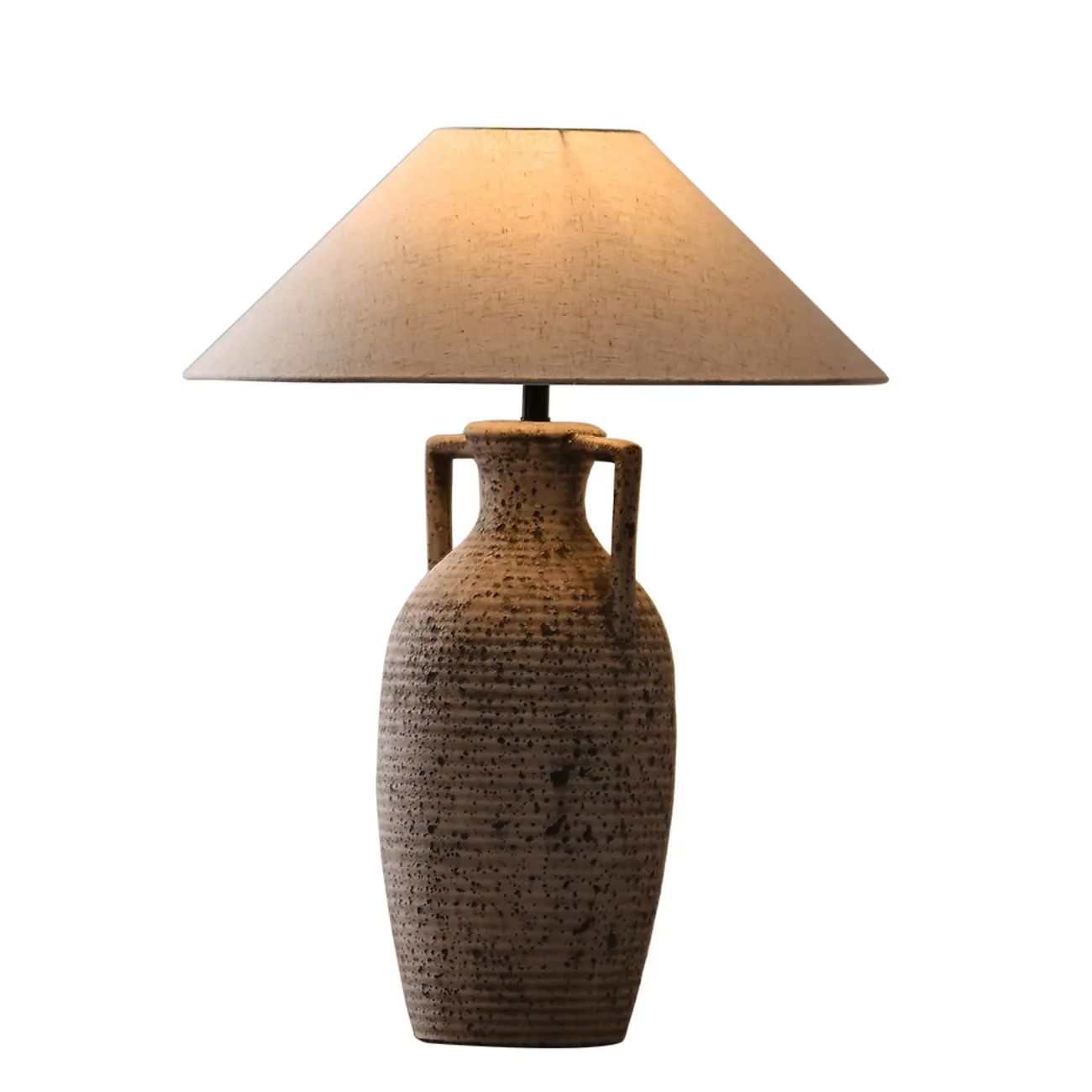 Modern Geometric Ceramic LED Desk Lamp with Fabric Shade