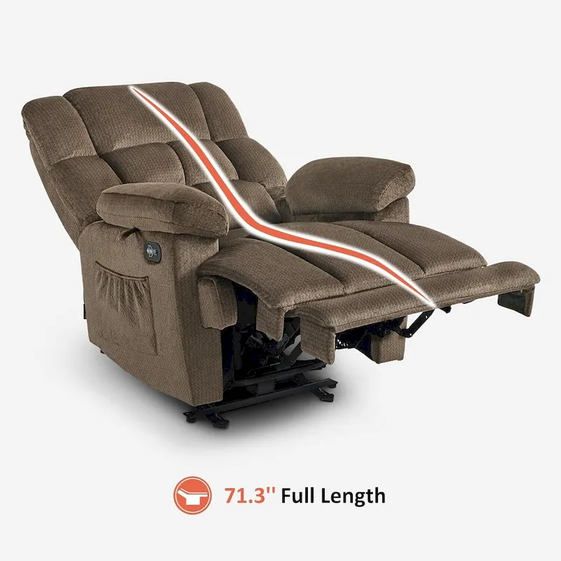 Electric Power Recliner Chair with Heat and Massage, Fabric