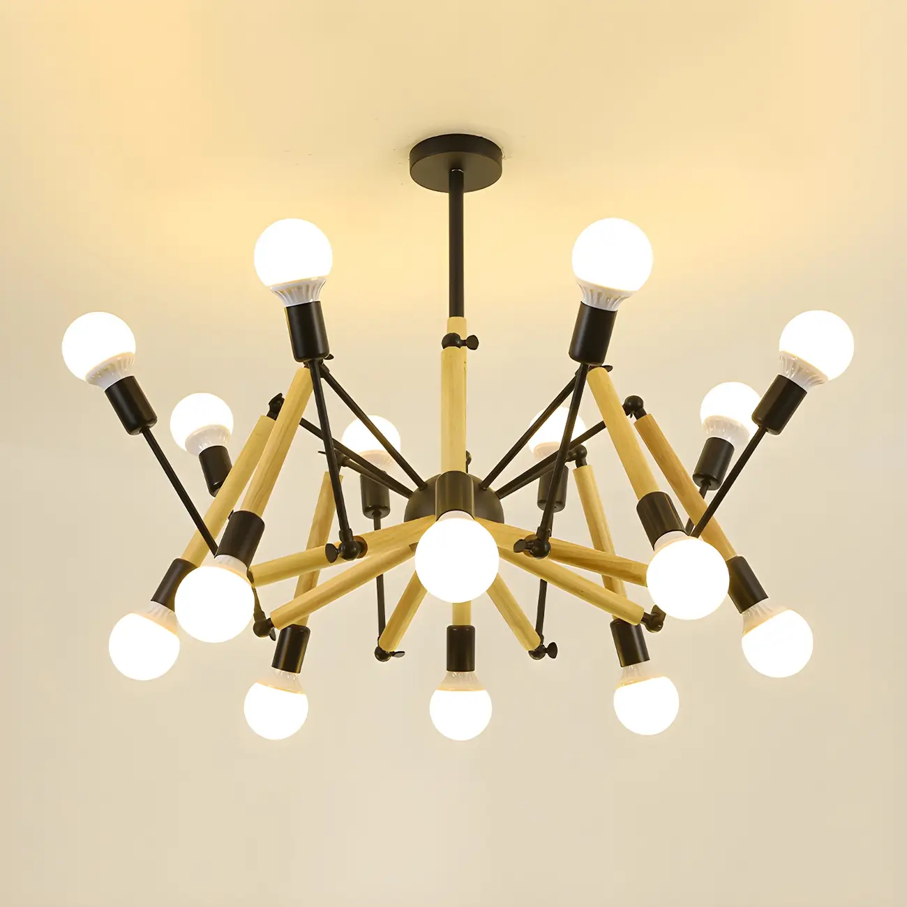 Modern Multi-Light Metal Adjustable Downrod Sputnik Chandelier