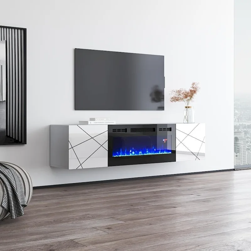 London BL-EF Electric Fireplace 63 TV Stand