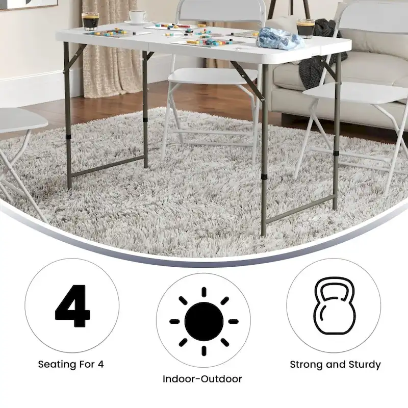 Plastic Height Adjustable Folding Table