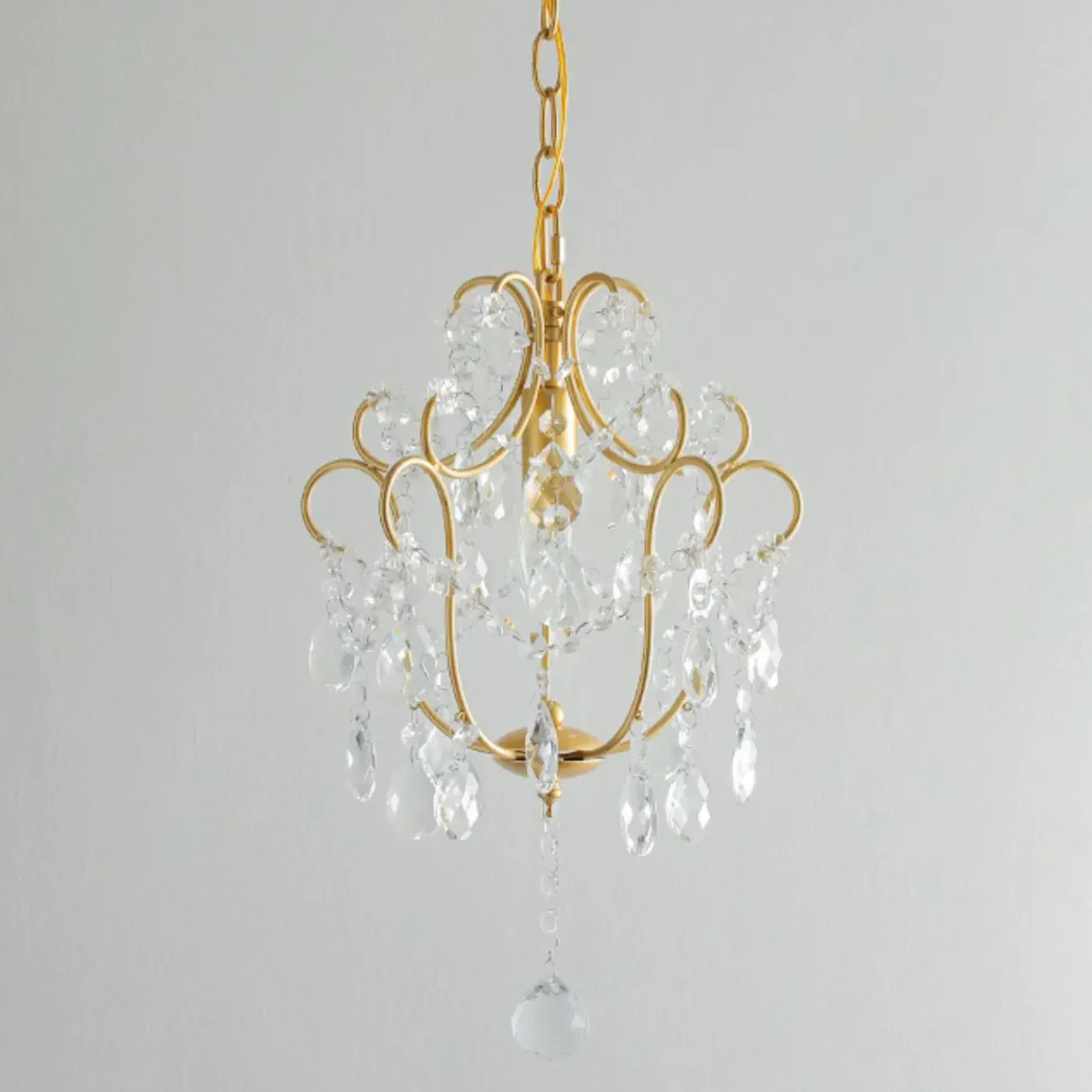 Elegant Gold Crystal Mini Kitchen Pendant Light Adjustable Chain