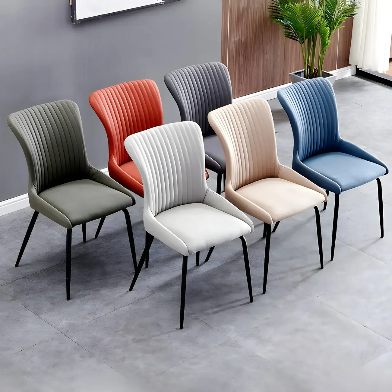 Industrial Dark Gray Armless Kitchen Dining Chairs