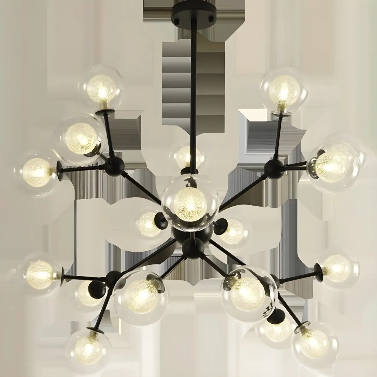 Modern Industrial Sputnik Black Glass 9-18 Light Chandelier