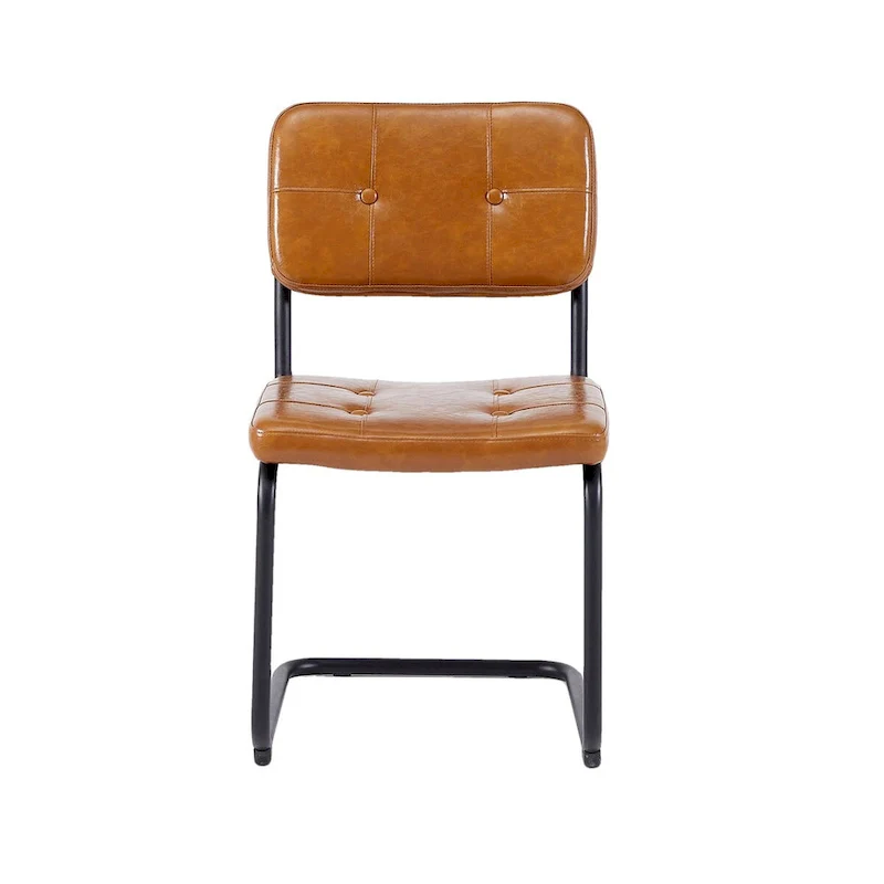 Modern Simple Leather Dining Chair with Metal Pipe