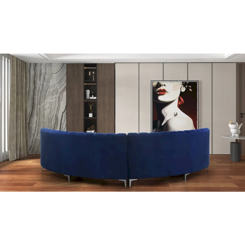 142Velvet Fabric Curve Sectional Sofa - 142