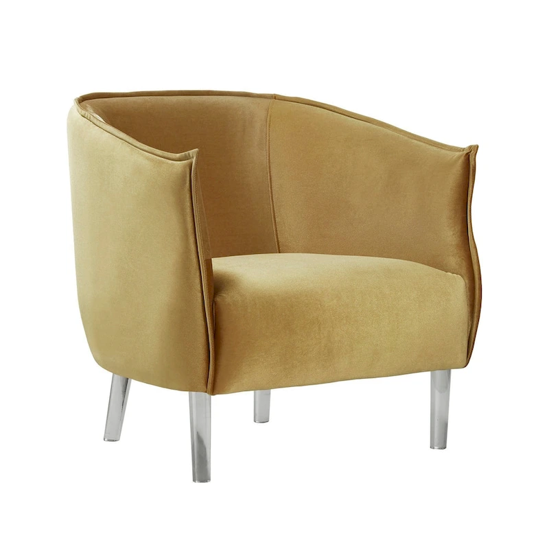 Vianne Velvet Curved Back Acrylic Leg Accent Chair by iNSPIRE Q Bold