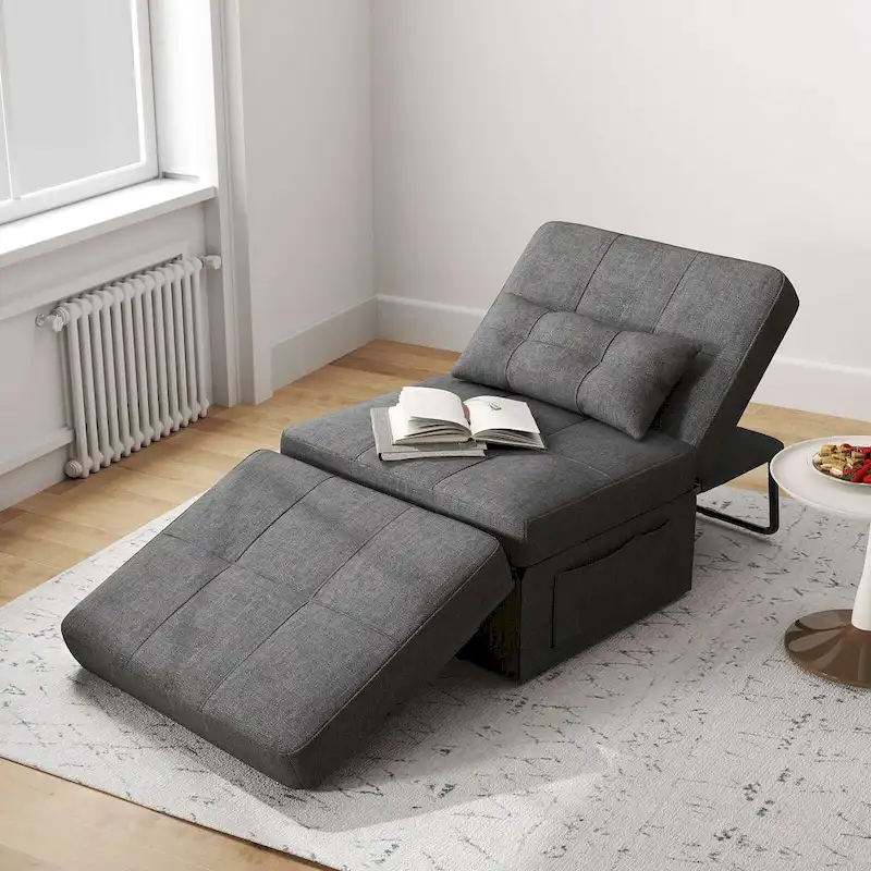 4 in 1 Convertible Sofa Bed Sleeper Sofa Chair Couch Bed, Lounger Adjustable Folding Ottoman Backrest for Living Room, Bedroom