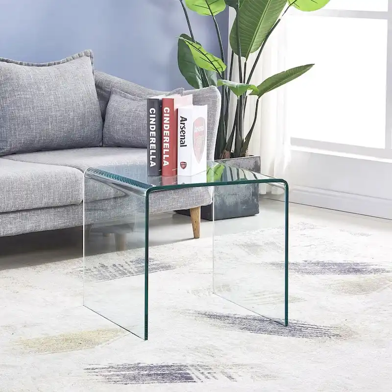Glass Console Table, Transparent Tempered Glass Console Table