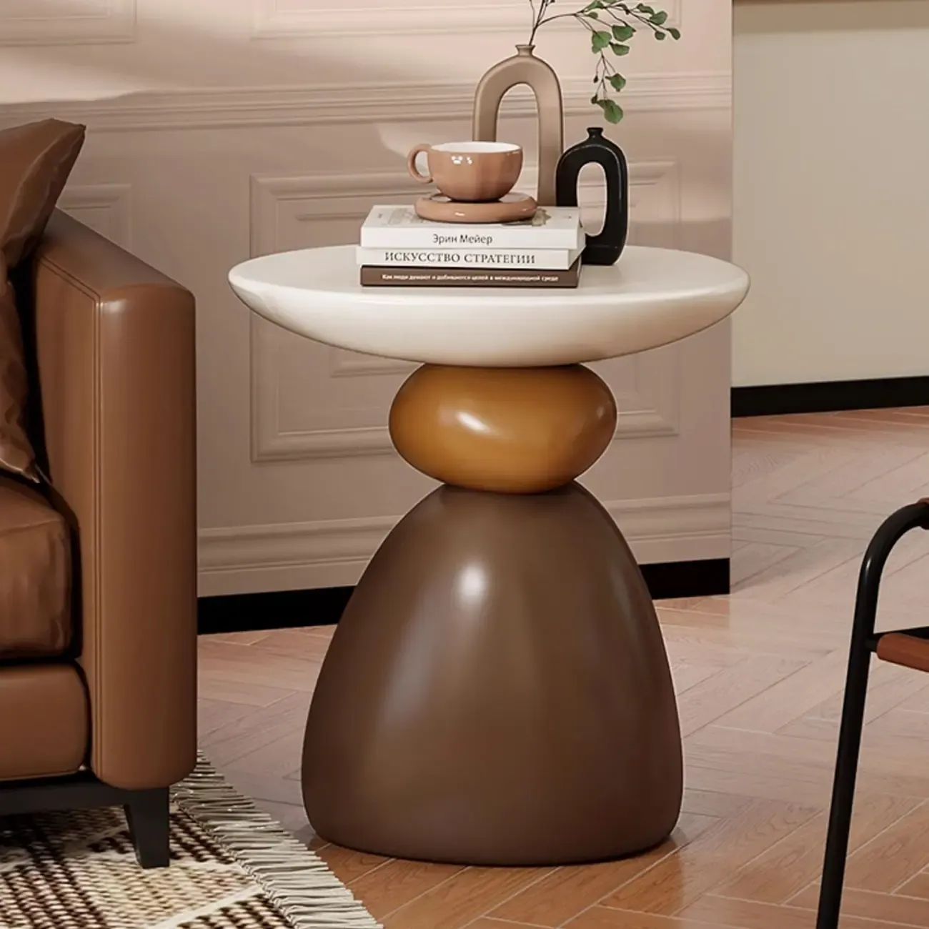 Contemporary Artistic Resin Base Side Table