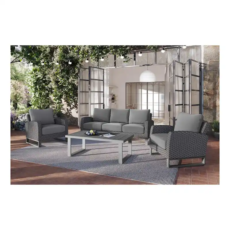 New Classic Furniture Fiji 4-Piece Patio Sofa Set with Sled Base
