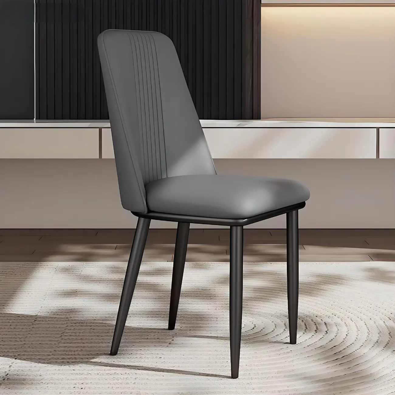 Modern Faux Leather Metal Frame Dining Chair Set of 2