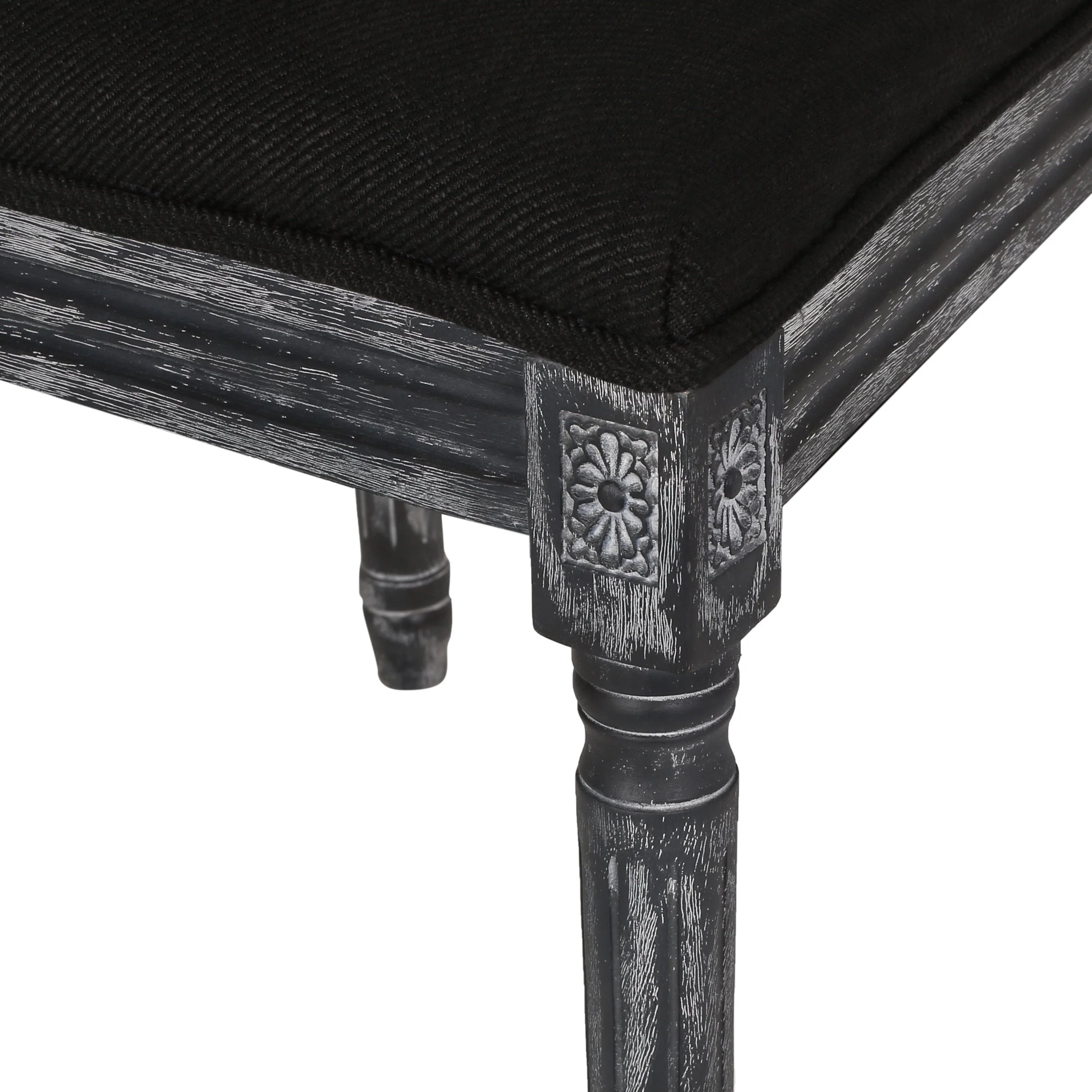 French Country Wood and Cane Upholstered Dining Chair, Set of 4 - NH494513