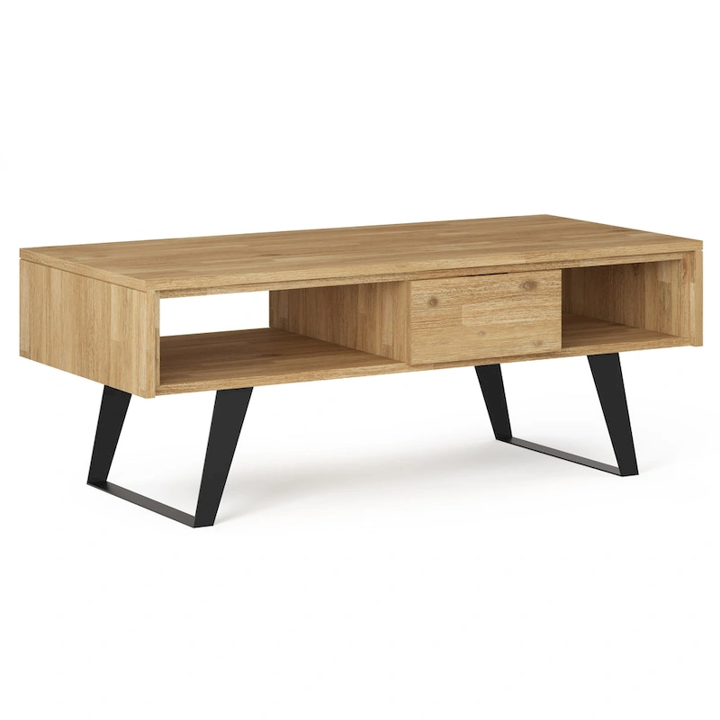 WYNDENHALL Mitchell SOLID WOOD & Metal 48 inch Wide Rectangle Modern Coffee Table - 48 W x 22 D x 18 H