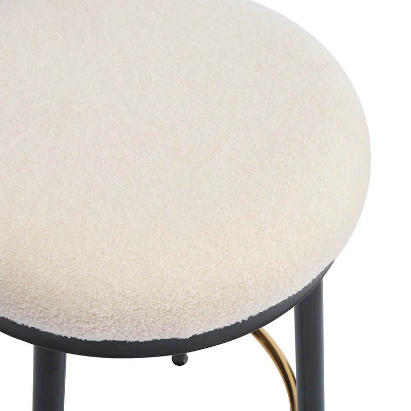 Altrium Modern Upholstered 24.75-Inch Round Backless Counter Stools with Iron Frame (Set of 4) by Christopher Knight Home