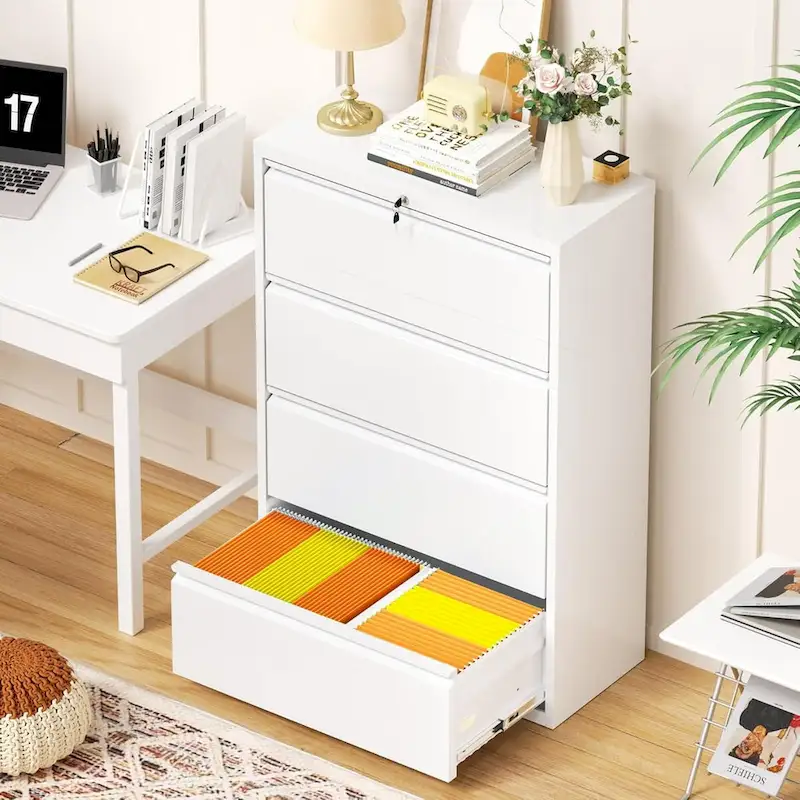 4 Drawer Metal Lateral Filing Cabinet with Lock