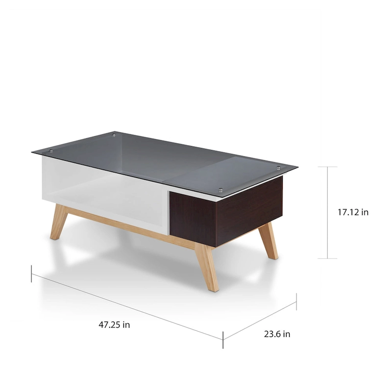 Yini Modern 47-inch Glass Top 1-Shelf Coffee Table by Furniture of America