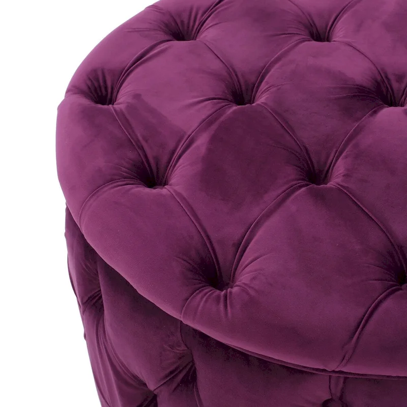 Zelfa Modern Glam Tufted Velvet Round Ottoman by Christopher Knight Home
