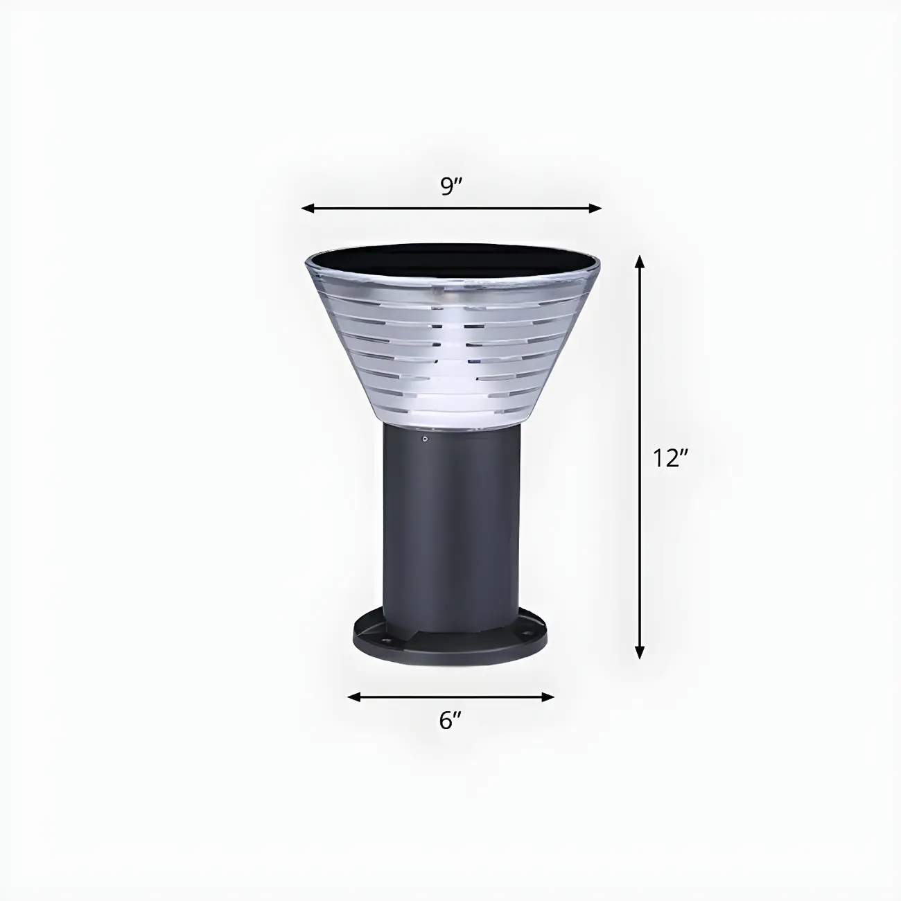 Modern Solar Pillar Conical Metal Landscape Lighting