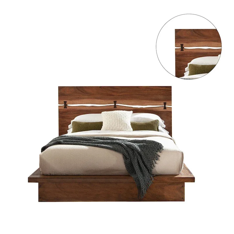 Panel Bed with Cut-Out Headboard - Two-Tone Finish