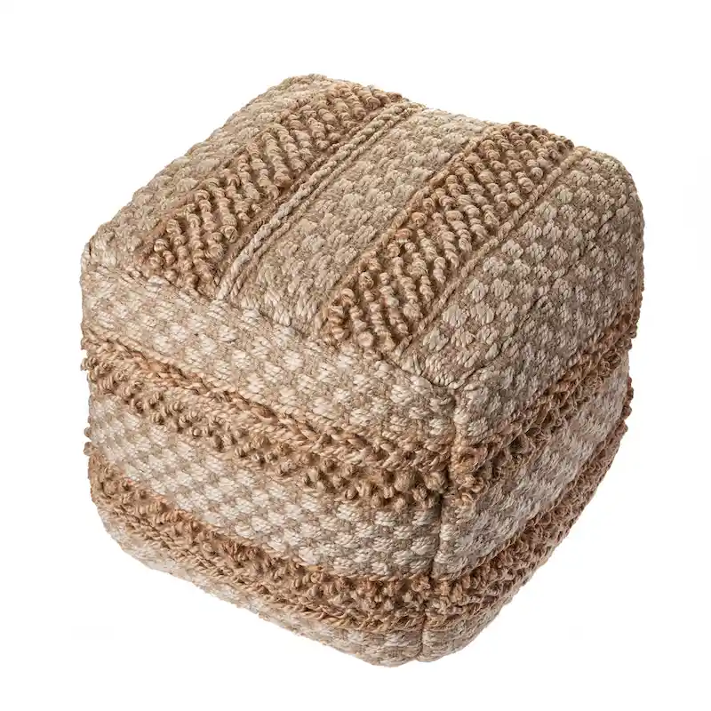 Sevita Natural Jute Checkered Pouf