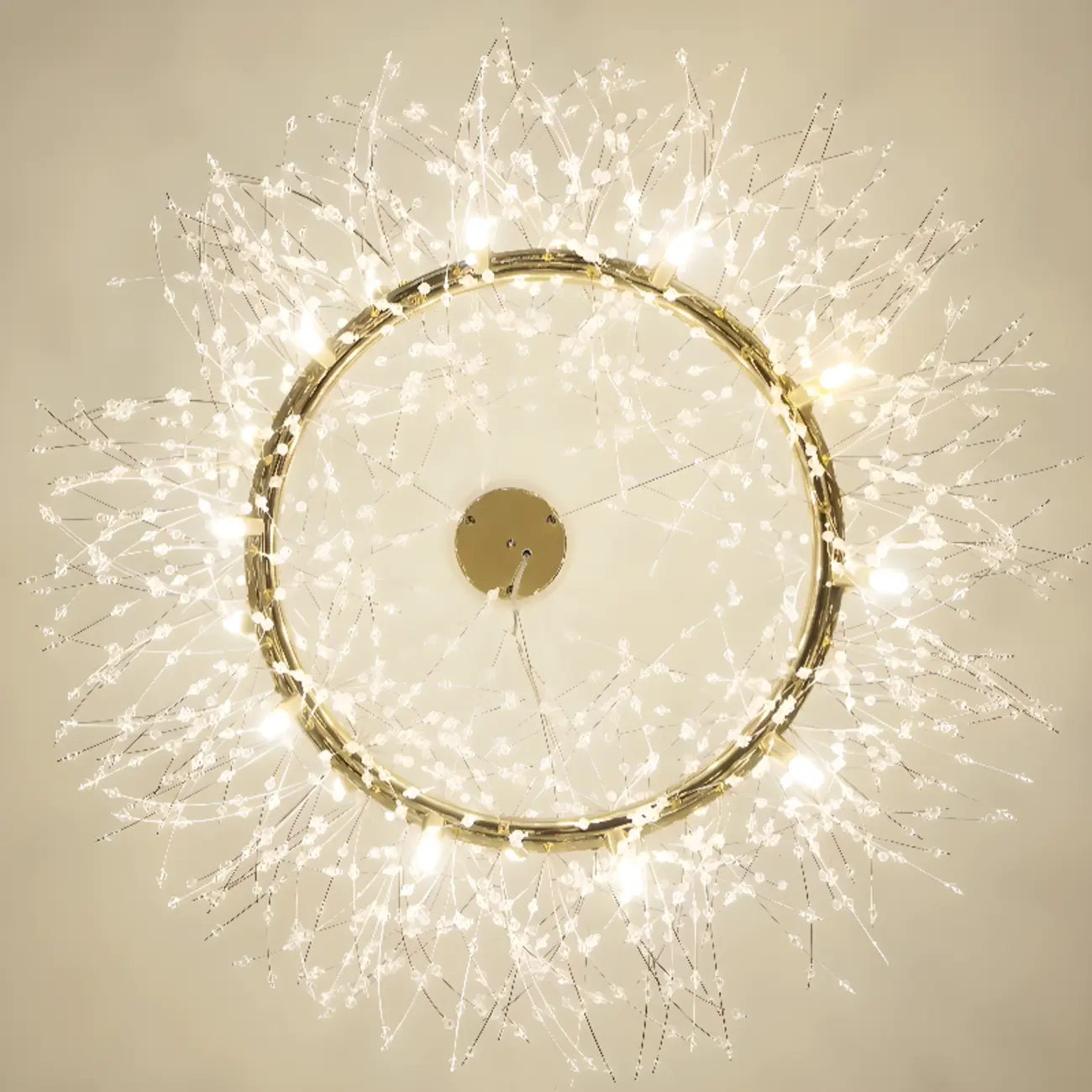 Modern Crystal Round Chandelier with Starburst Design