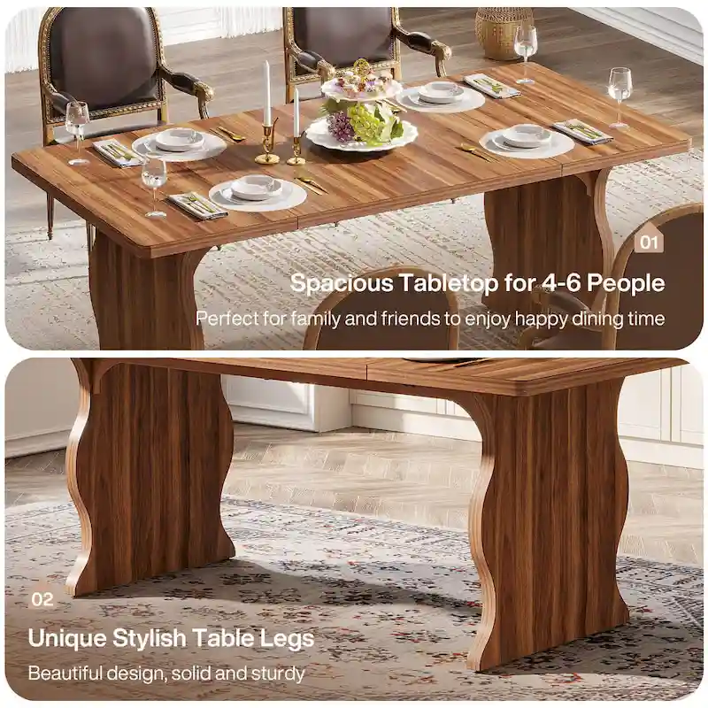 Modern Dining Table, 63 Rectangular Kitchen Table Black Dinner Table