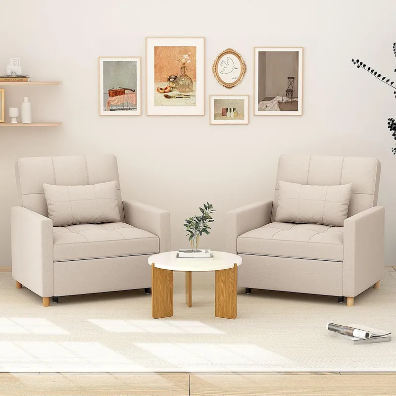 AECOJOY 3 in 1 Sleeper Sofa Chair w/ Pillow &Convertible Backrest