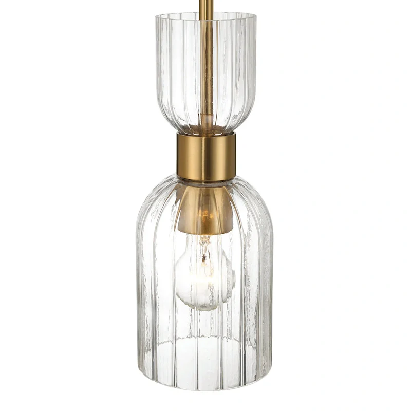Josephine Metal and Clear Ribbed Glass Ceiling Light - 5.0 L x 5.0 W x 12.8 H