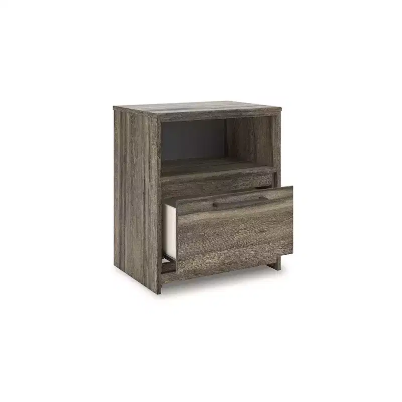 Signature Design by Ashley Jusika One Drawer Nightstand with USB Charging, Brown