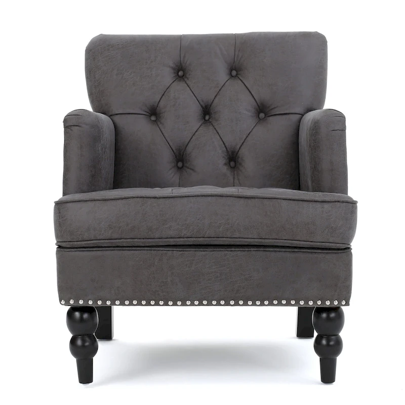 Slate 28 Button Tufted Club Chair with Nailheads