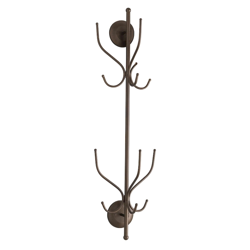 Pewter 12-hook Wall-mounted Hat and Coat Rack