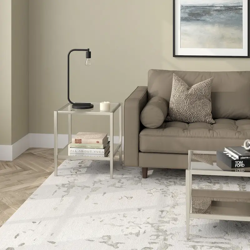 Hera 20 Wide Square Side Table with Clear Shelf