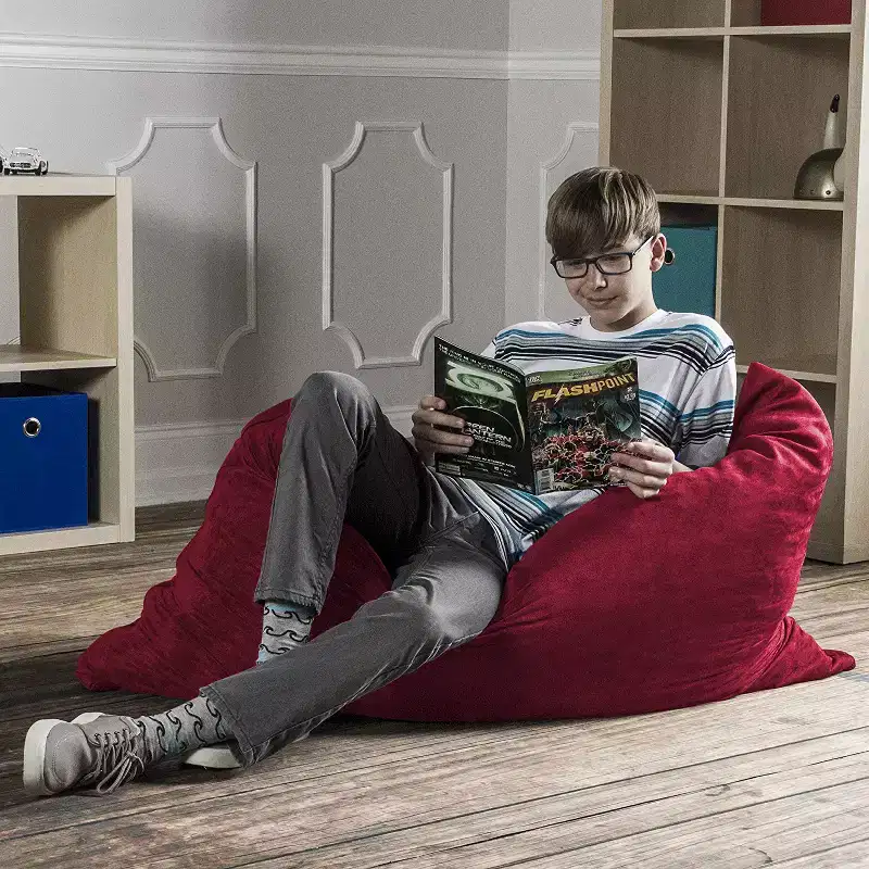 3.5 ft Kids Bean Bag Floor Pillow – Microsuede, Seats 1 (Blueberry / Cherry / Fuchsia / Grape / Lime / Pumpkin)