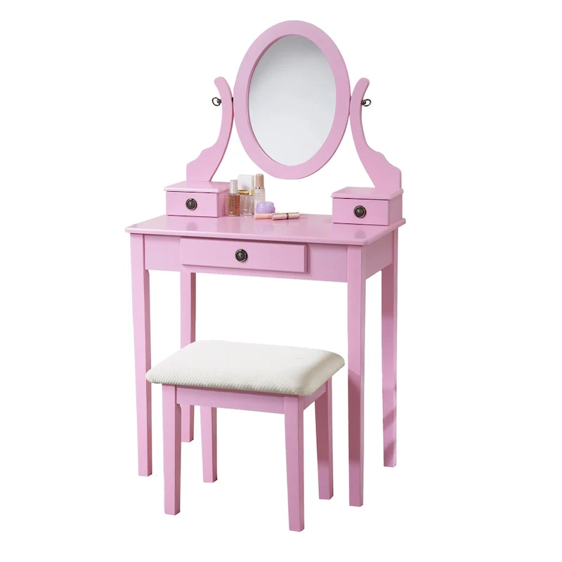 Moniys Wood Moniya Makeup Vanity Table and Stool Set