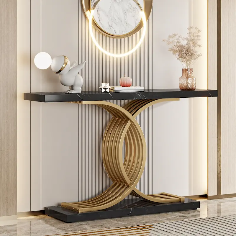Modern Entryway Table, 39-Inch Console Accent Table, Narrow Wood Sofa Foyer Table