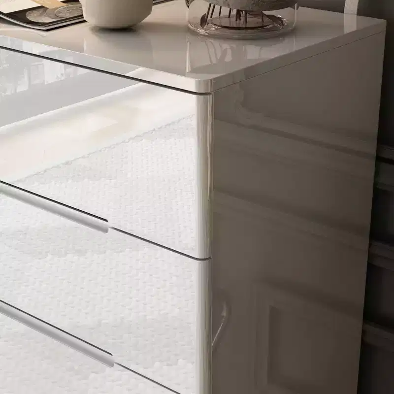 Hitow High Gloss 5 Drawer Dresser with Underlight Concealed Handle Chest of Drawers