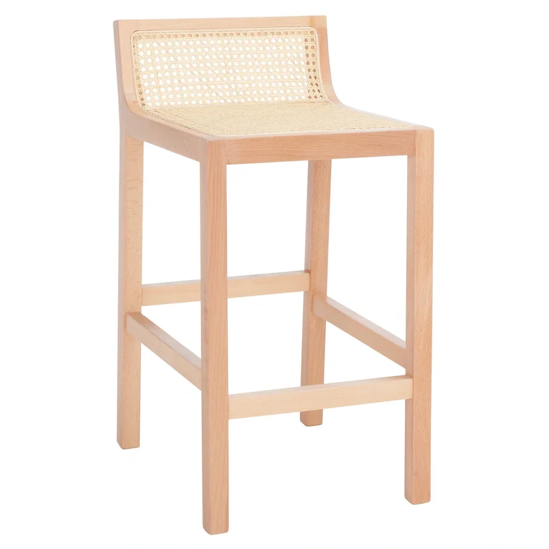 Natural Cane Low Back Counter Stool