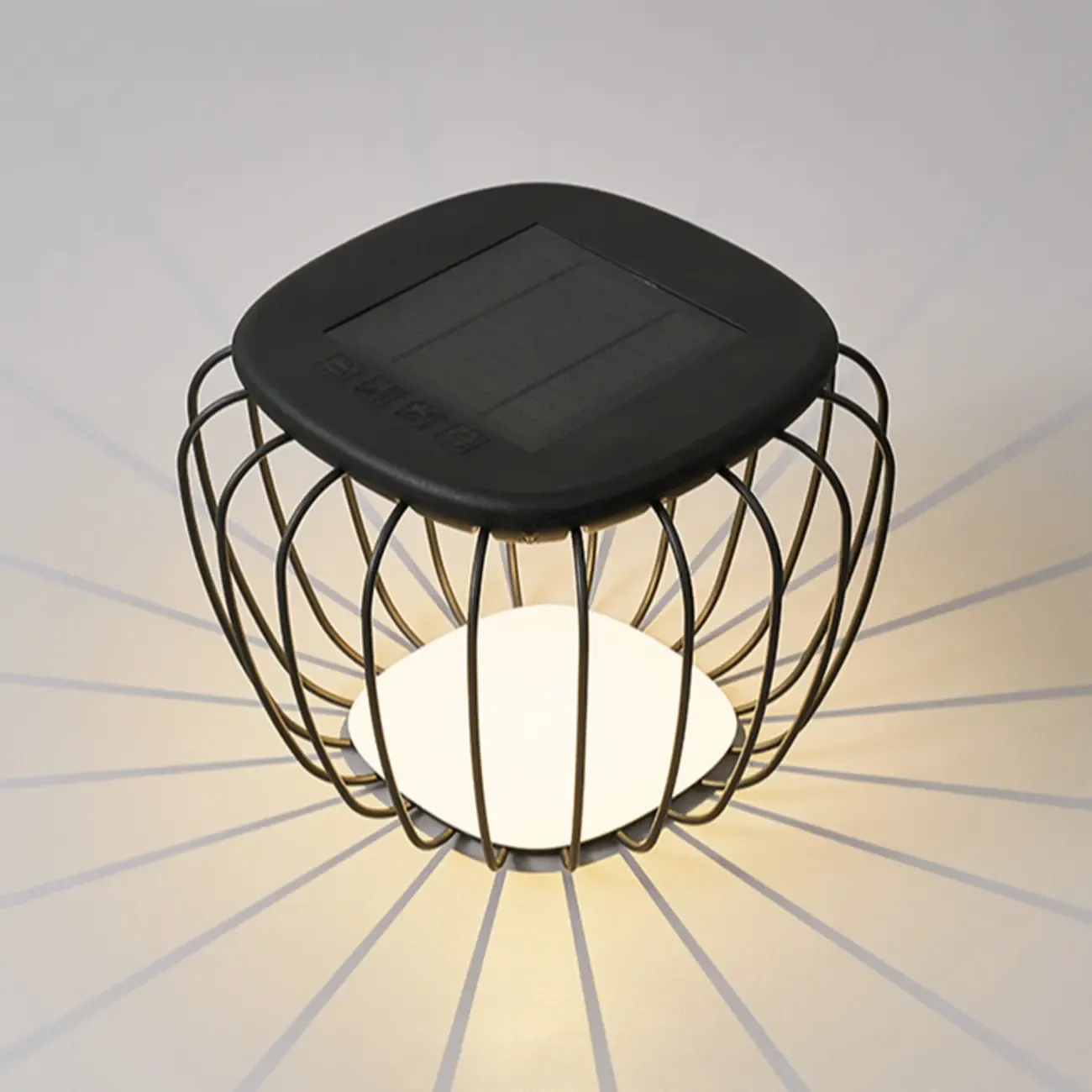 Modern Metal Cage Design Solar Post Cap Light
