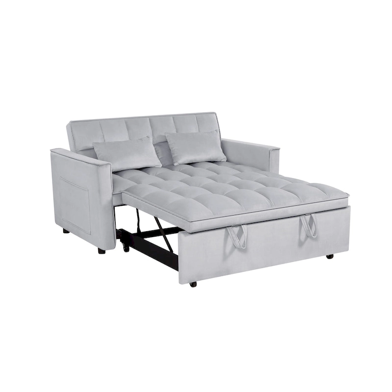 Modern Convertible Futon Sofa Bed,Adjustable Backrest,Armrest Holders