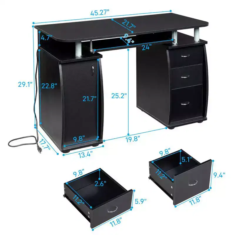 Karlhome 45.3in Solid Wood Computer Desk
