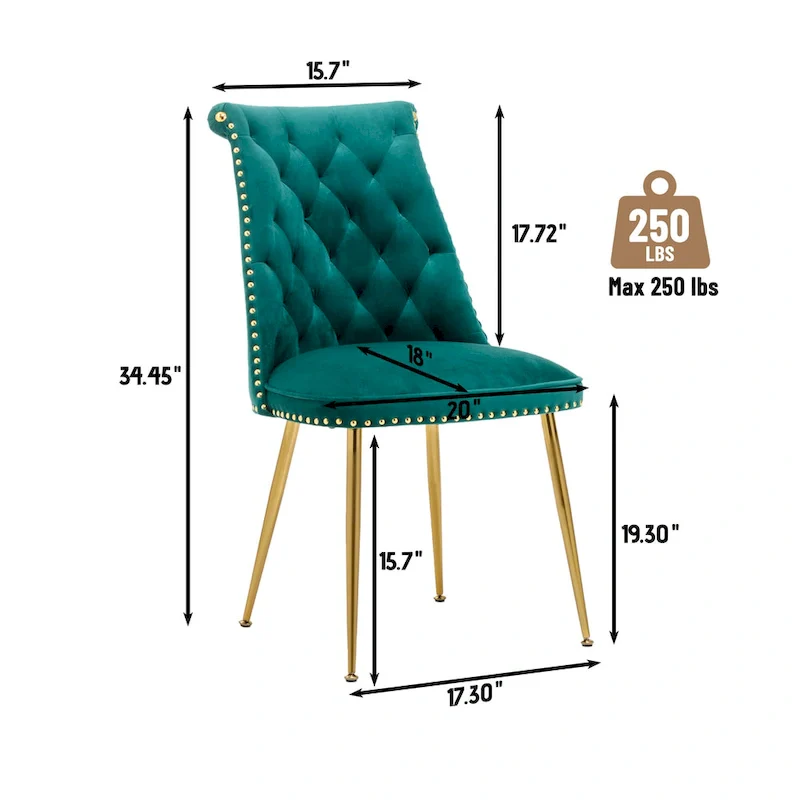 Clihome Modern Velvet Upholstered Featured Dining Chairs (Set of 2)