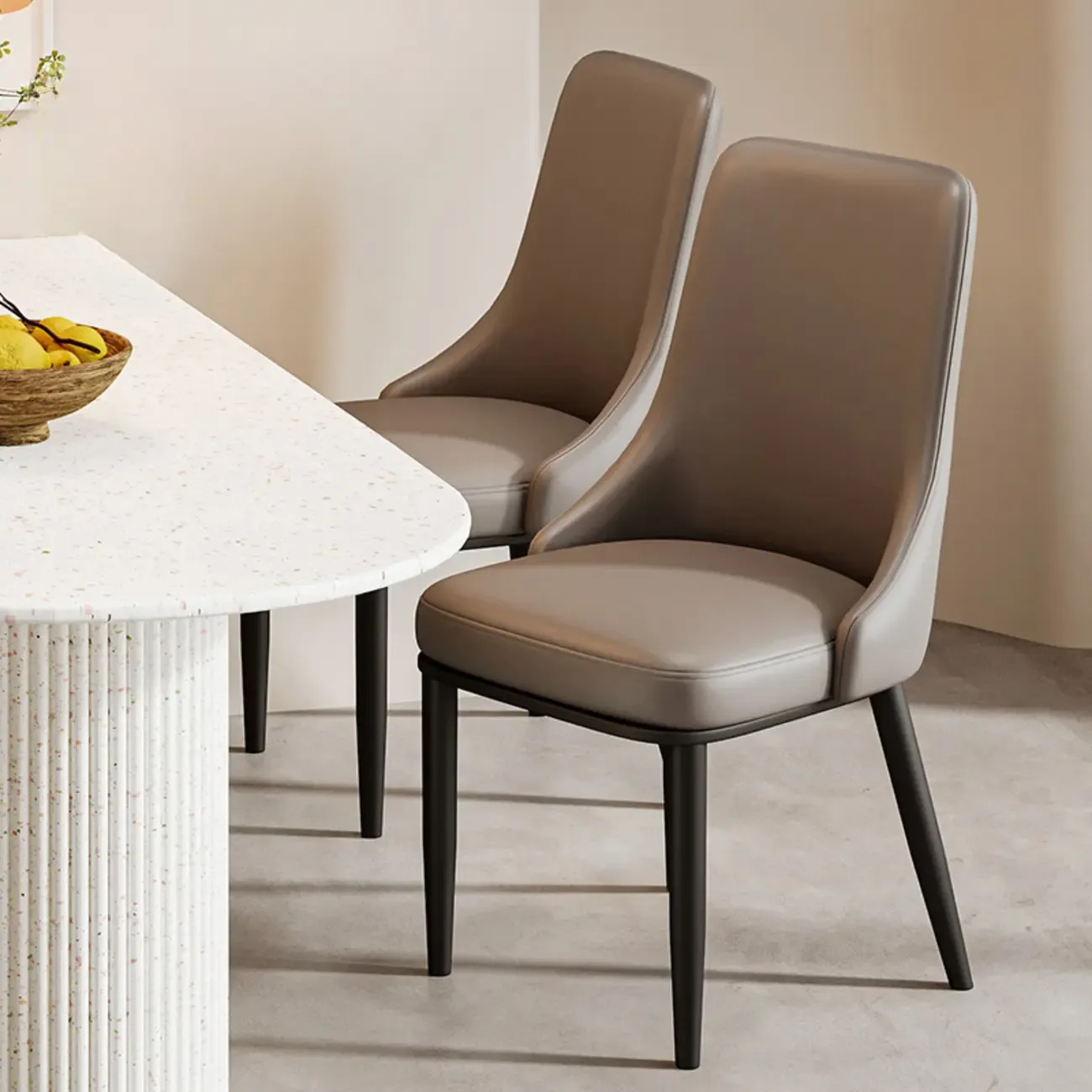 Modern Upholstered Metal Leather Dining Chairs