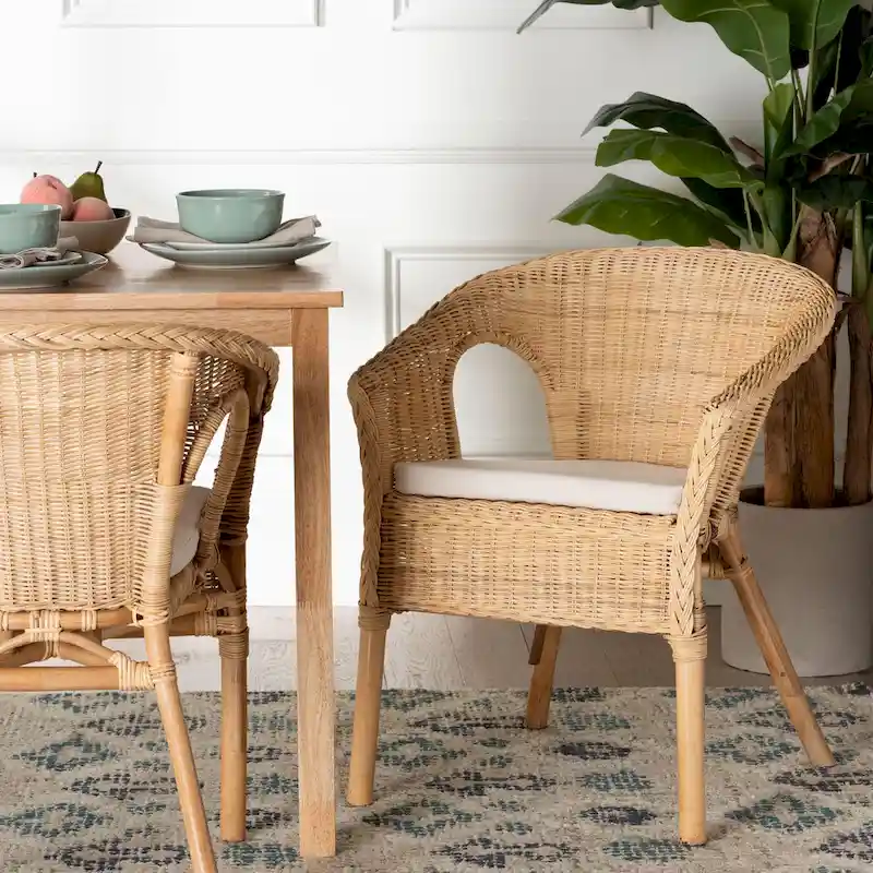 Abbey Modern Bohemian Natural Rattan Dining Chair