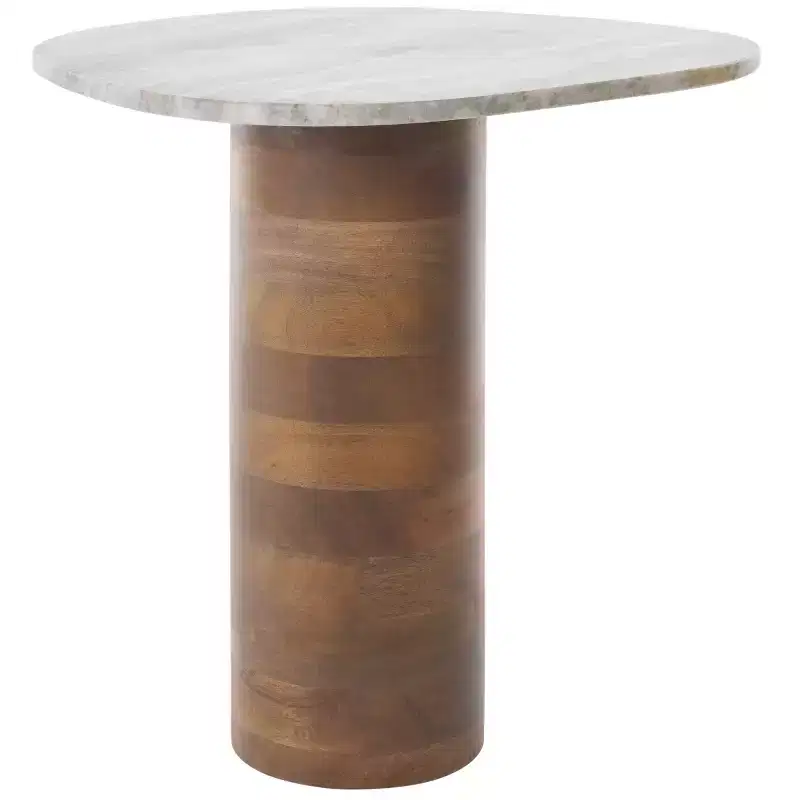 Mono Small Marble Side Table - ACC2908A - Off White Marble/Walnut - Safavieh