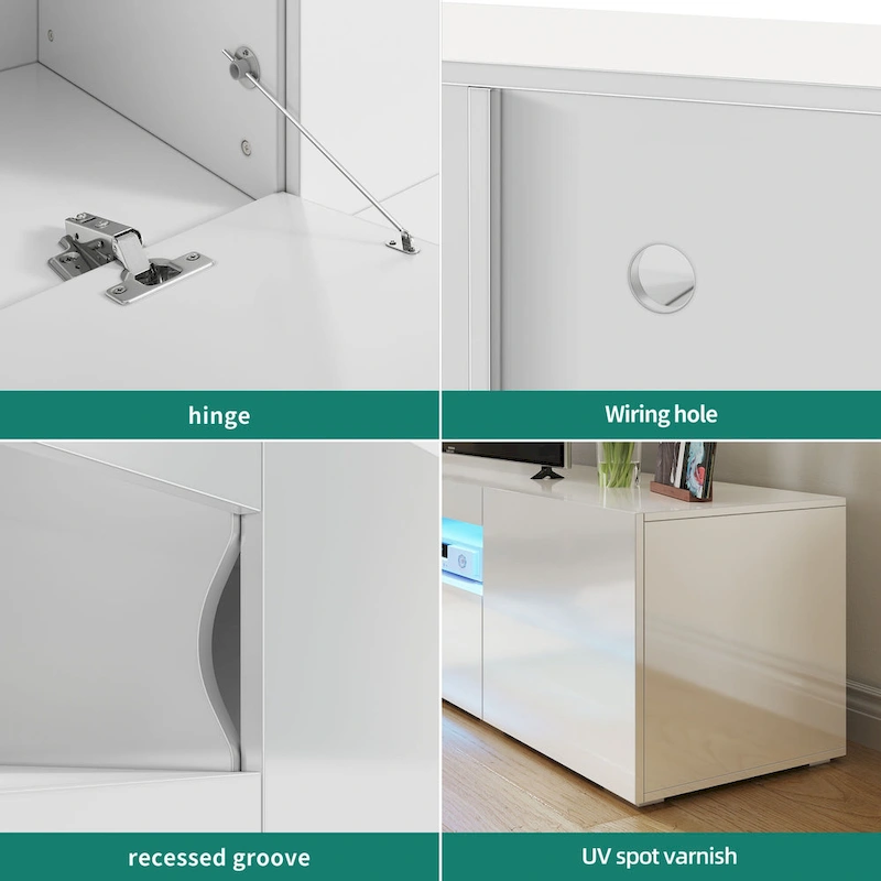 Moasis 70-inch High Glossy Wood TV Stand LED Entertainment Center Media Console