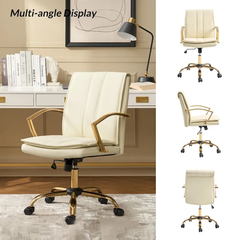 Ignacio Modern Leather Rocking Office Chair with Metal Base by