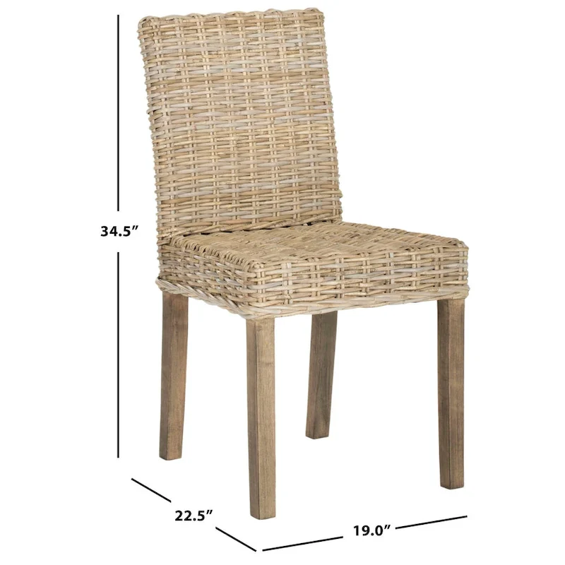 SAFAVIEH Luana Dining Unfinished Natural Wicker Dining Chair (Set of 2) - 19 x 22.5 x 34.5 - 19W x 23D x 35H