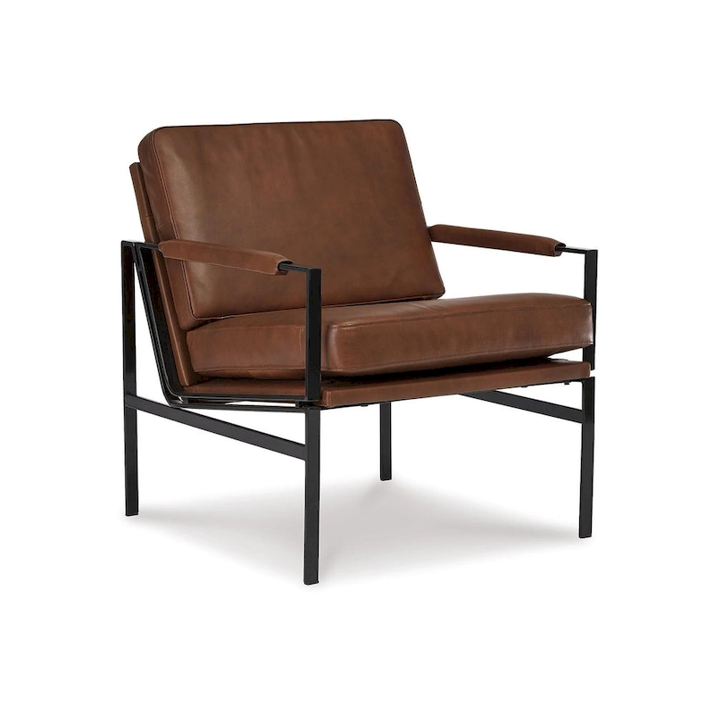 Signature Design by Ashley Puckman Mid Century Modern Leather Accent Chair - 29  W x 31.5  D x 34.25  H