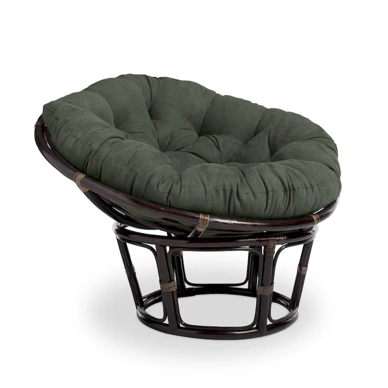Bali 42-inch Rattan Papasan Chair with Microsuede Cushion